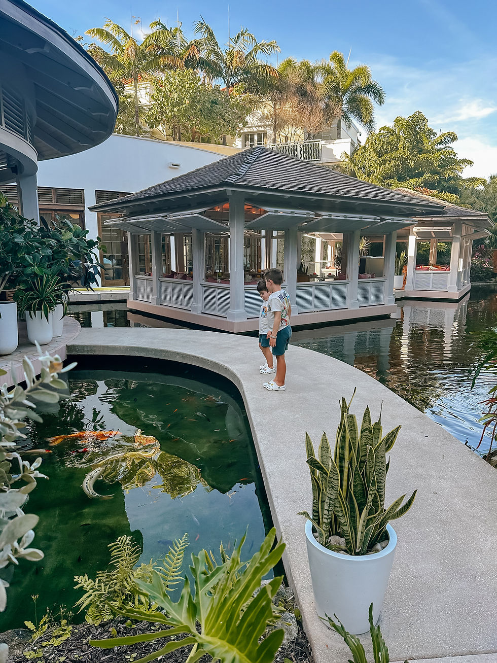 Costa Restaurant is surrounded by Koi ponds and open air cabanas.