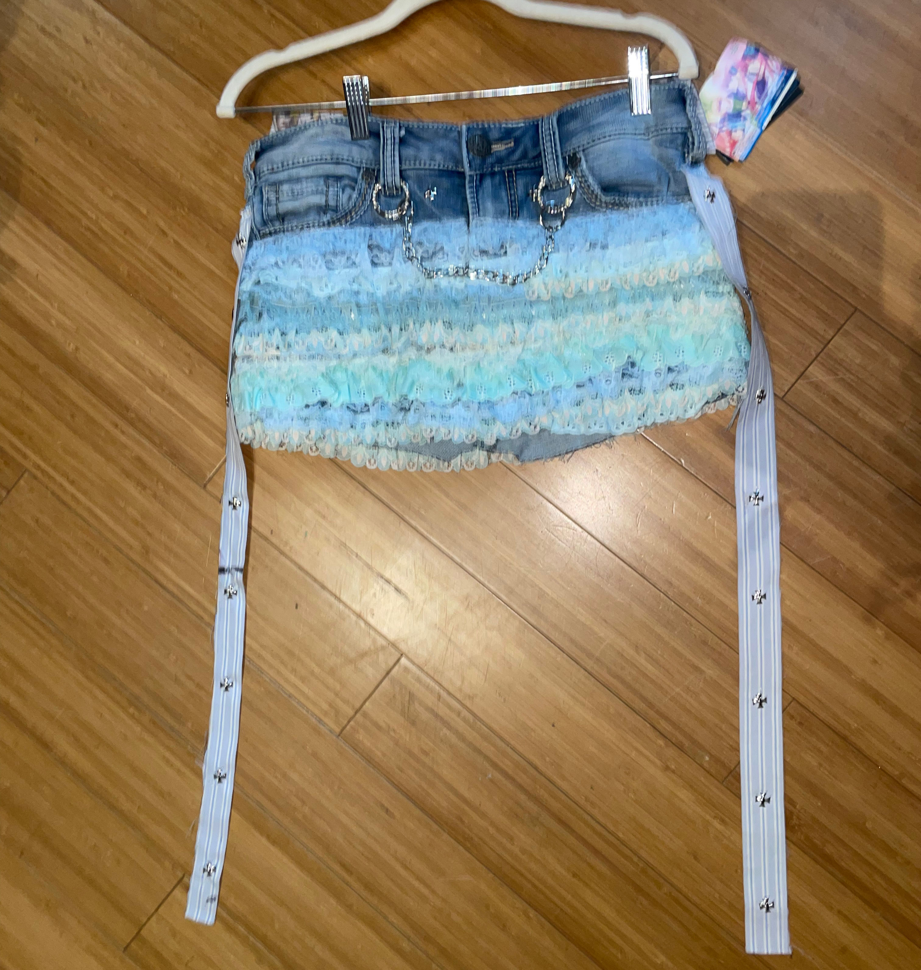Blue Floral Pearl Skirt