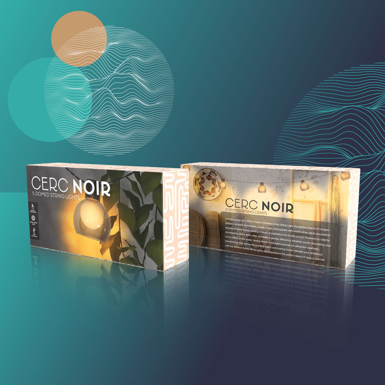 Cerc Noir Domed String Lights Packaging Design