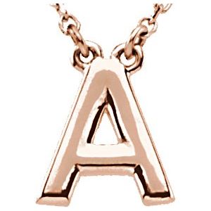 14K Rose Block Initial A 16 Necklace"