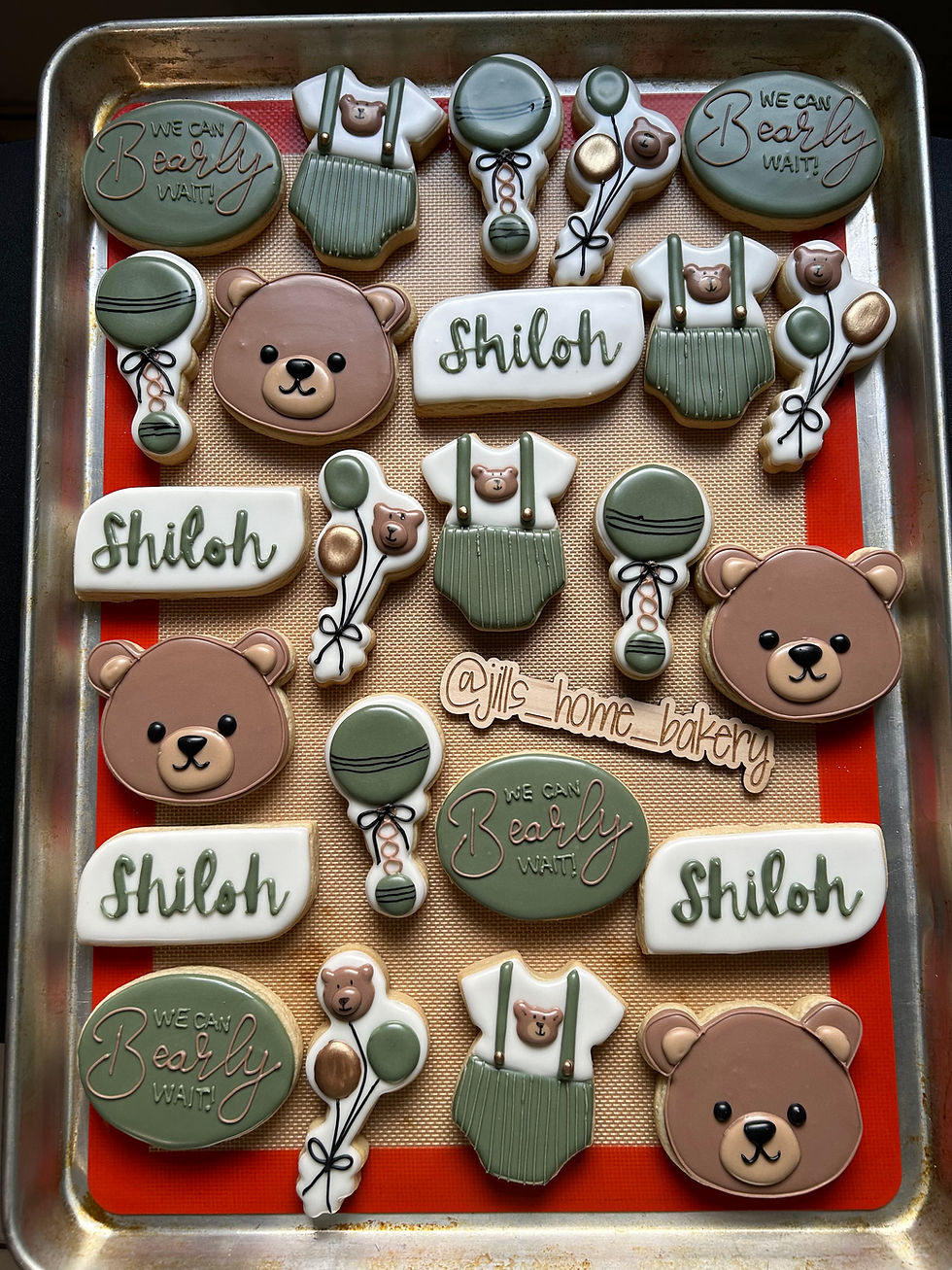 Baby Shower Bearly Wait Custom Sugar Cookies