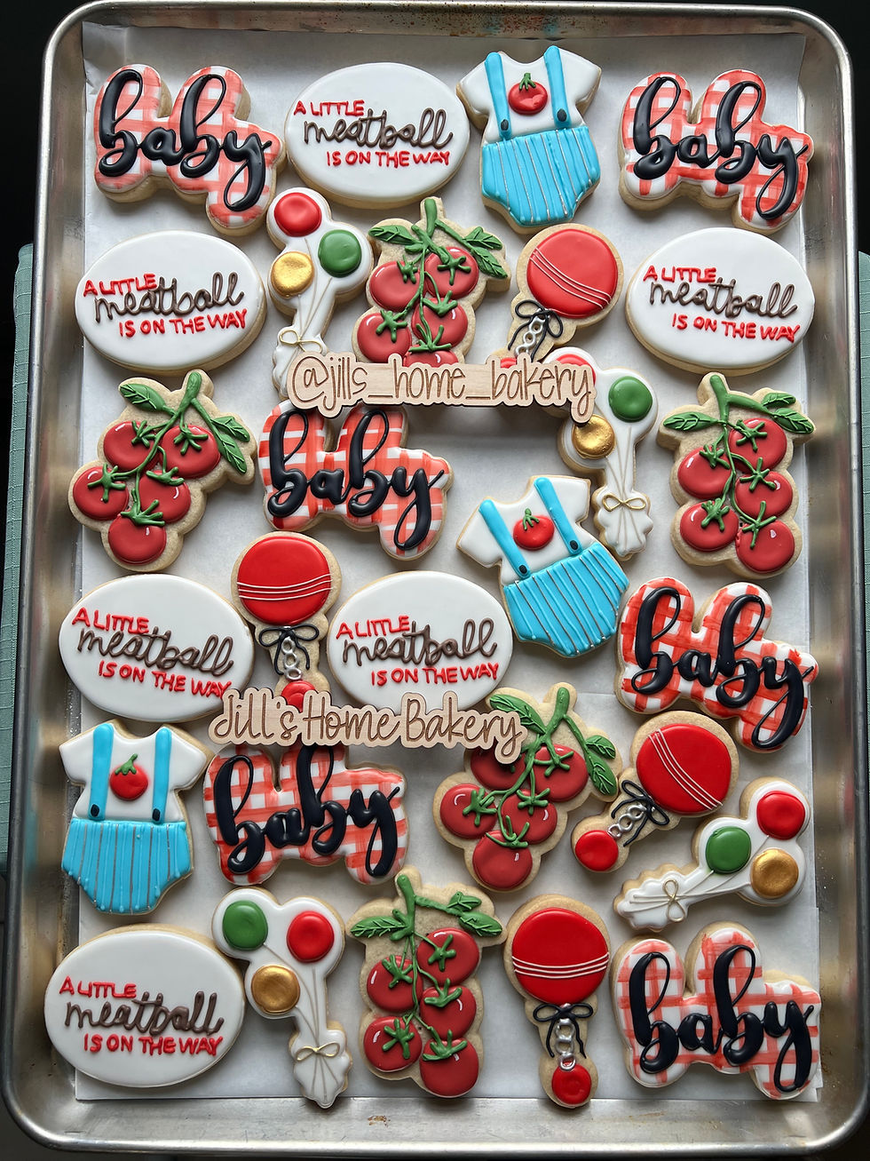 Meatball Baby Shower Custom Sugar Cookies