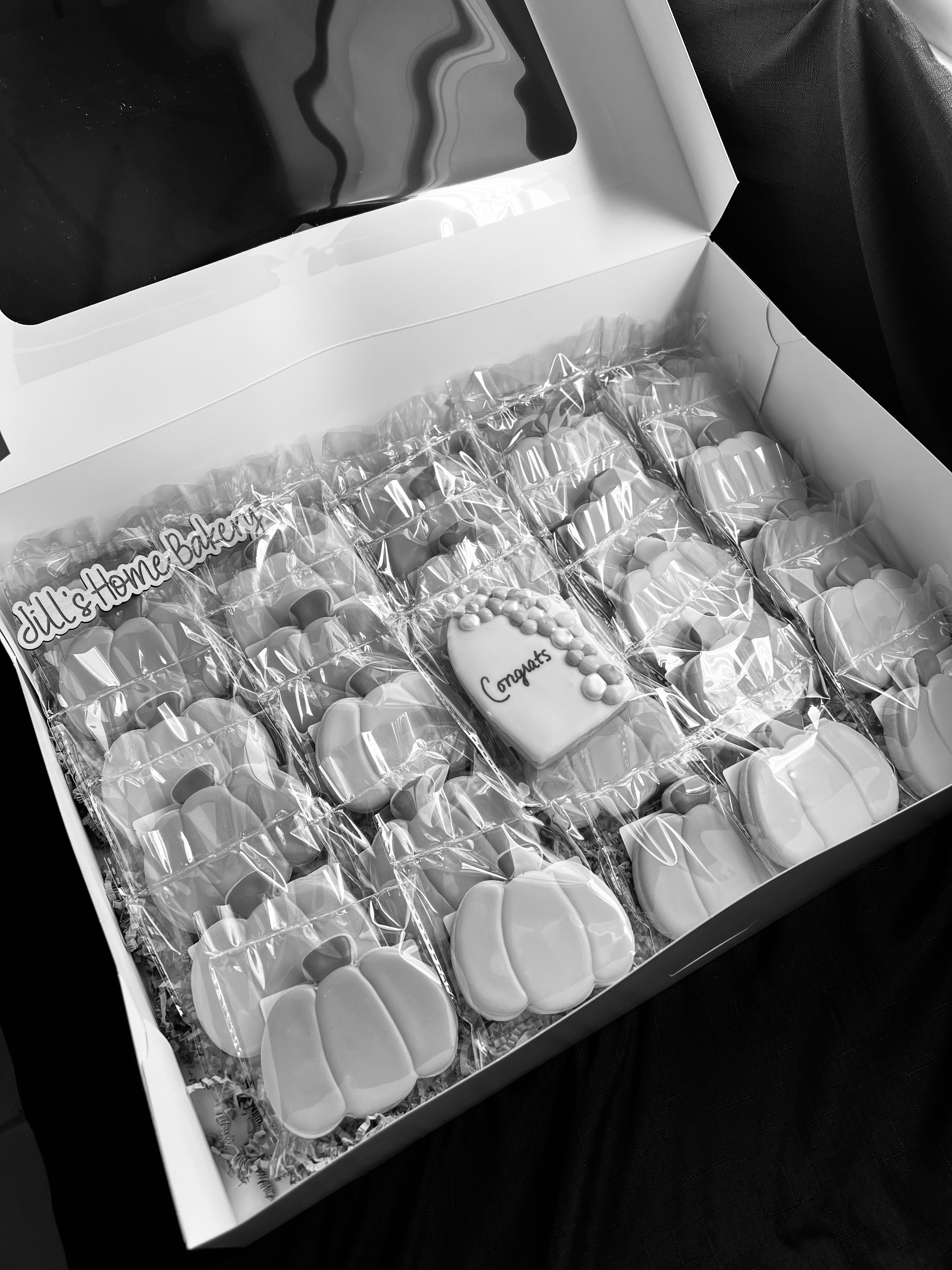 Gender Reveal B&W Pumpkin Custom Sugar Cookies