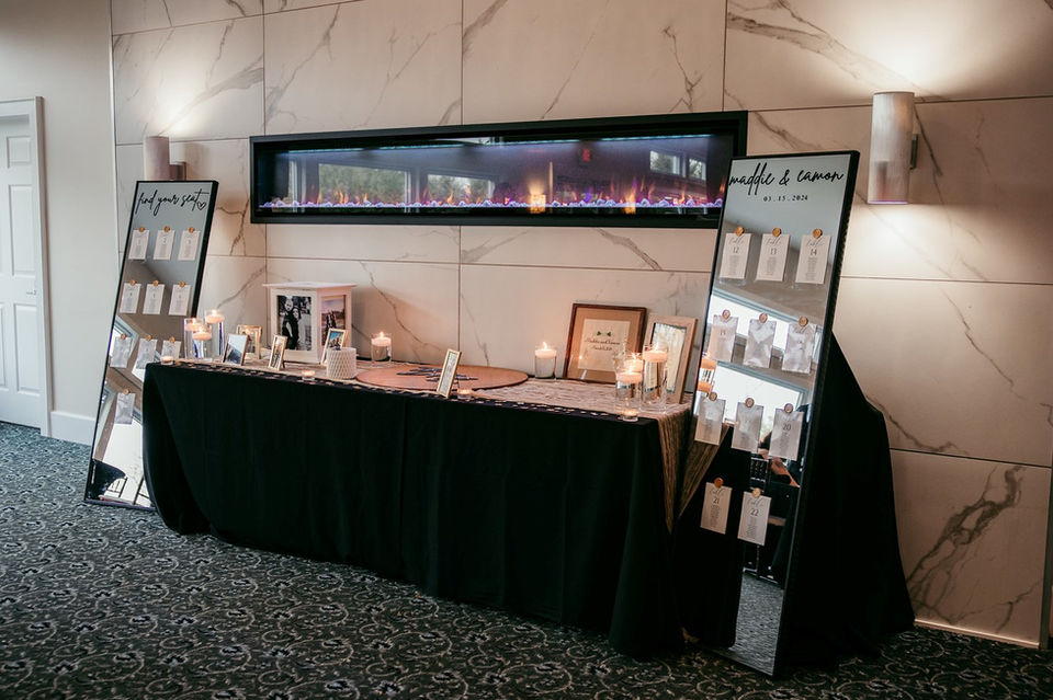 Fireplace and Card table in Arbor Room