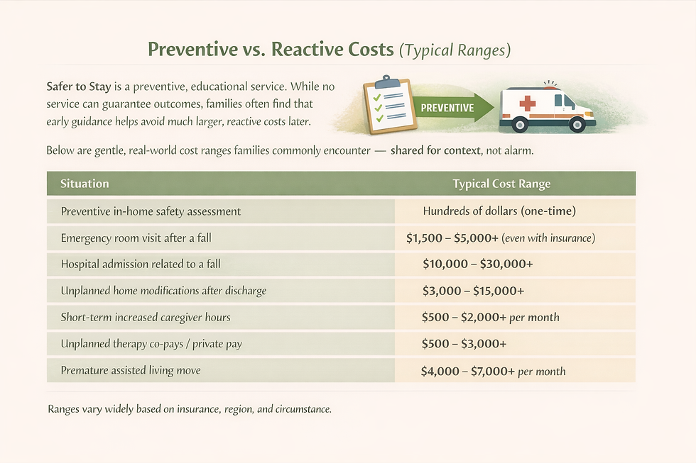 Chart of preventive vs. reactive cost to make a home senior friendly