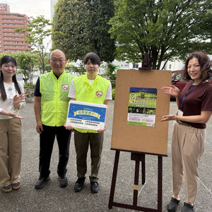 YBC放送　「ピヨ卵」の街角伝言板で広報活動