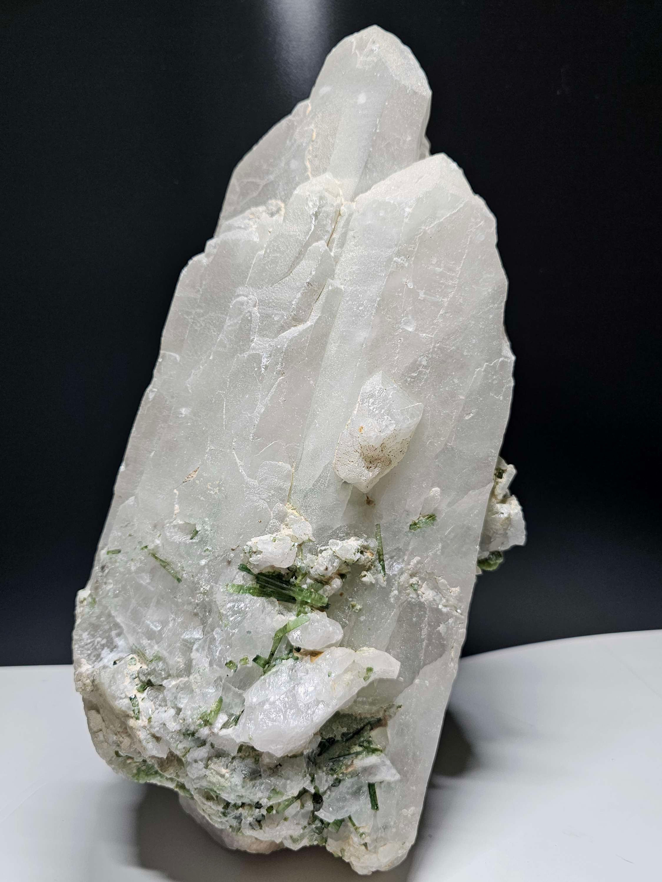 Clear Quartz Crystal Combined with Green Tremolite