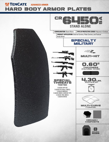 Two Tencate CR6450SA Multi Curve Special Threat Plates 4.3lbs 0.6 ...