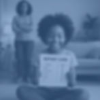 A child excitedly holding up her report card while her mother is in the background with her arms folded and an upset look on her face