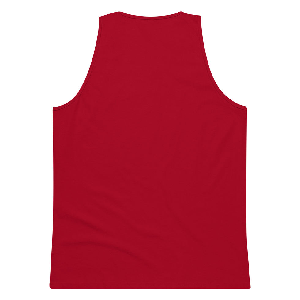Red tank top garment; perfect for athletic activities or leisure wear.
