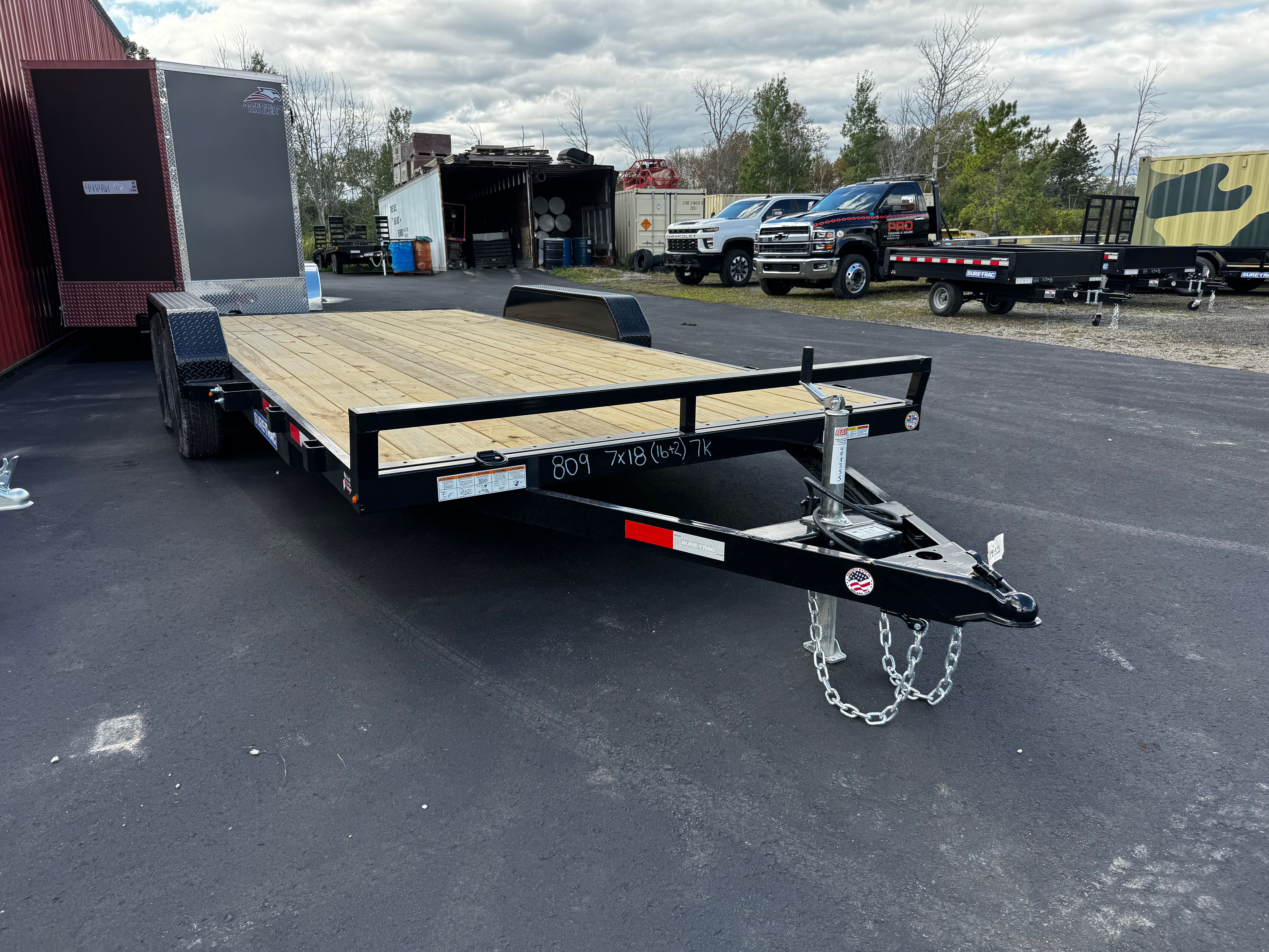 809-2027 Sure-Trac 7X18 (16+2) C-Channel Car Hauler — Wood Deck