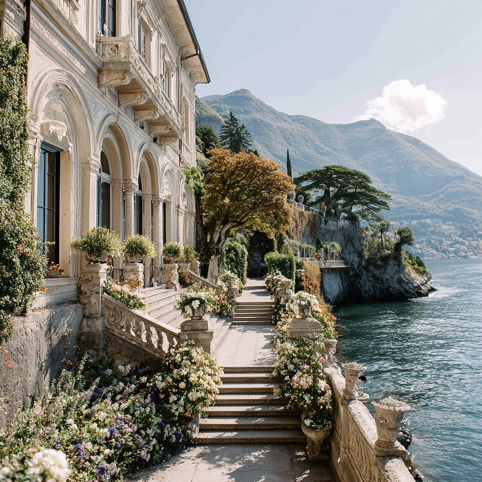 Elegant Lake Como villa overlooking the lake, an iconic setting for a luxury destination wedding.