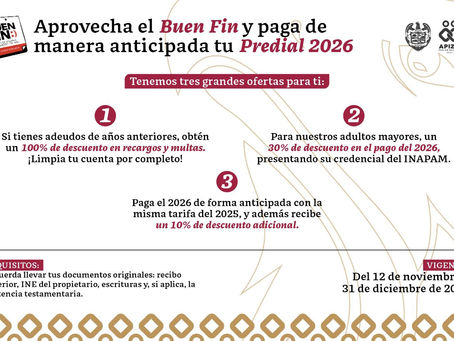 #GraphosCc #Tlx #Noticias #Municipios #Apizaco | LANZA AYUNTAMIENTO DE APIZACO CAMPAÑA DE PAGO ANTICIPADO DEL PREDIAL 2026 CON GRANDES DESCUENTOS POR EL BUEN FIN