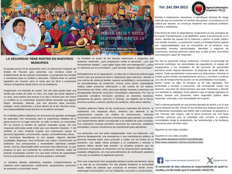 #GraphosCc #Tlx #Noticias #BarradeOpinión #Columna Pensar, decir y hacer: responsabilidad de la 4T | La seguridad tiene rostro en nuestros municipios. Por Vicente Morales Pérez by #AIGCcTlx
