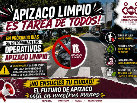 #GraphosCc #Tlx #Noticias #Municipios #Chiautempan | Gobierno Municipal de Apizaco reforzará operativos “Apizaco Limpio” para mantener una ciudad ordenada y libre de basura