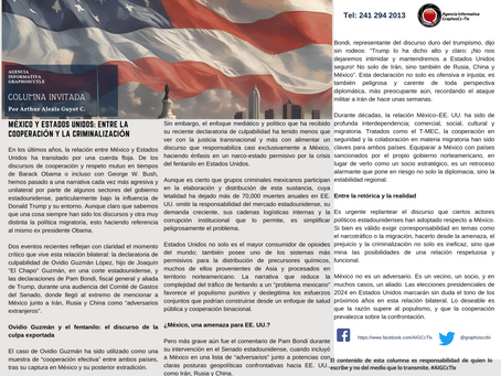 #GraphosCc #Tlx #Noticias #BarradeOpinión #ColumnaInvitada | México y Estados Unidos: entre la cooperación y la criminalización. Por Arthur Alexis Guyot by #AIGCcTlx