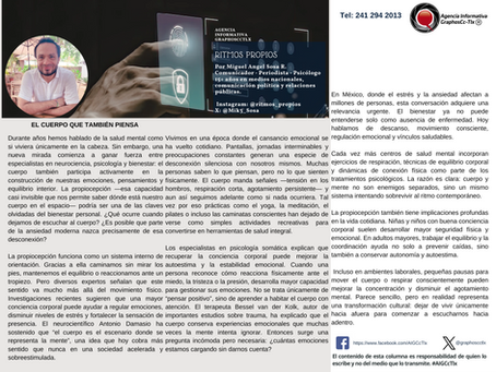 #GraphosCc #Tlx #Noticias #BarradeOpinión #Columna #RitmosPropios | EL CUERPO QUE TAMBIÉN PIENSA. Por Miguel Sosa by #AIGCcTlx