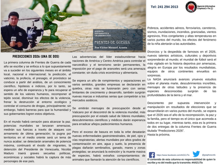 #GraphosCc #Tlx #Noticias #BarradeOpinión #Columna #FrentesdeGuerra | Predicciones 2026 (Una de dos). Por Victor Manuel Acosta by #AIGCcTlx®