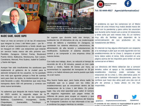 NADIE SABE, NADIE SUPO | #Columna #HistoriasenelMetro Por Ricardo Burgos Orozco by #AIGCc