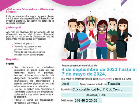 #GraphosCc #Tlx #Noticias | INSTA INE TLAXCALA A OBSERVAR PROCESO ELECTORAL FEDERAL 2023-2024