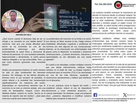 #GraphosCc #Tlx #Noticias #BarradeOpinión #Columna #RitmosPropios | NOCHES EN VELA. Por Miguel Sosa