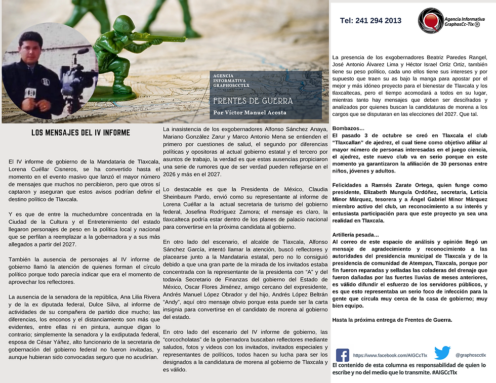 #GraphosCc #Tlx #Noticias #BarradeOpinión #Columna #FrentesdeGuerra | Los mensajes del IV informe. Por Victor Manuel Acosta by #AIGCcTlx®