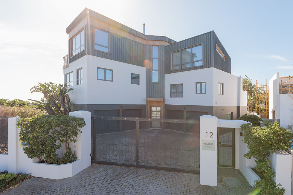 Modern exterior facade of Ocean 12 House with contemporary coastal architecture and clean lines