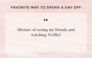 text on image - spend a day off - seeing friends and watching Netflix