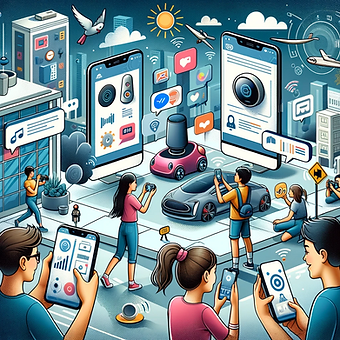 DALL·E 2024-01-12 11.28.28 - An image depicting an AI Scavenger Hunt. The scene shows four