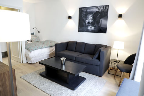 séjour avec création d'une niche pour insérer le lit pour deux personnes