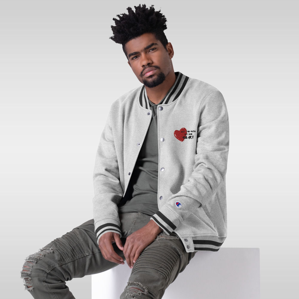"Get The Hate Out Your Heart" Embroidered Champion Bomber Jacket