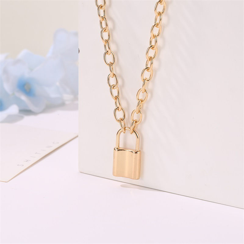 Thumbnail: LRJ NECKLACE | Gia | GOLD Color Bulk Chain Lock Pendant