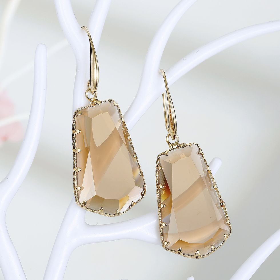 Thumbnail: LRJ EARRINGS | Amanda | AMBER Elegant Geometric Crystal