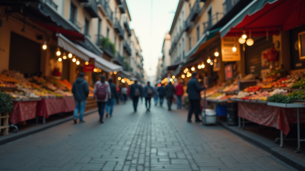 Eye-level view of a bustling street market in Mexico City
