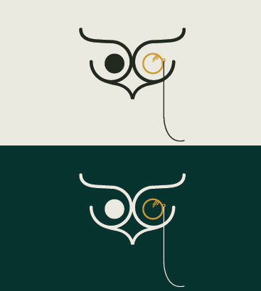 Everyday Owl owl logo variations in cream, green, and gold