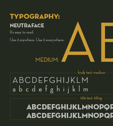 Everyday Owl Neutraface typography and brand color palette