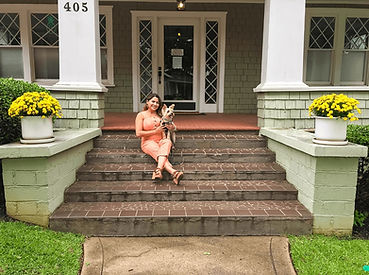 Natasha and Petey on stairs landscape sm