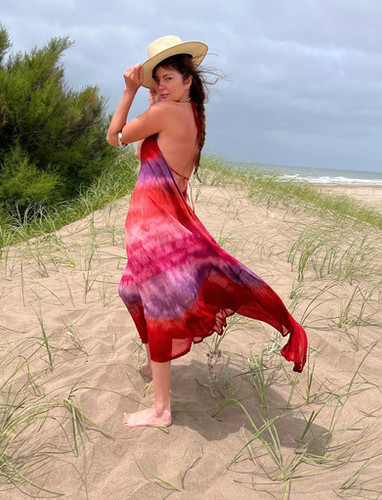 open lace back dress Crimson and Ivory Bandhani Tie Dye Dress – Western Era