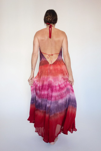 open lace back dress Kerie Cowl Neck Tie Back Maxi Dress Red Blur main image 0