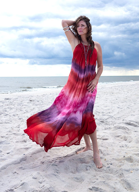 fitted lace wedding dress Tie Dye Kaftan maxi Dress in Red | Red Long Kaftan main image 1