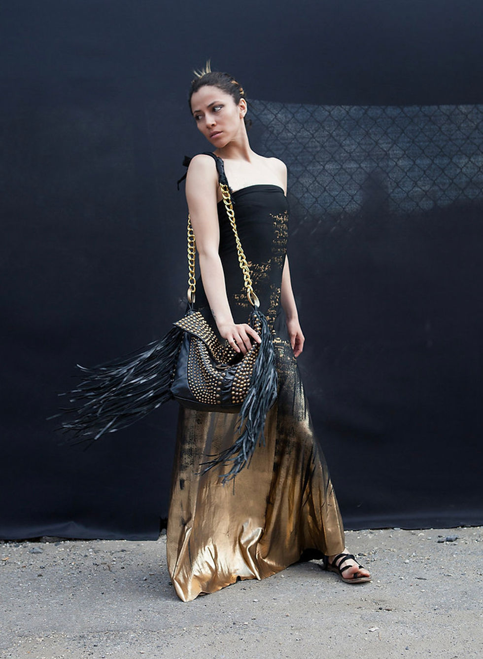 Thumbnail: Leather HOBO Bag-Black