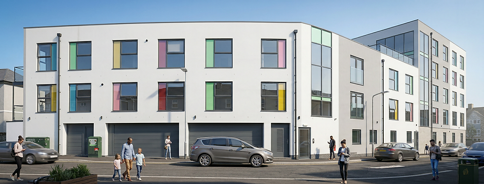 Colourful Apartment Building Elevation