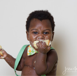 Cake Smash baby photographer fleet Hampshire boy green yellow