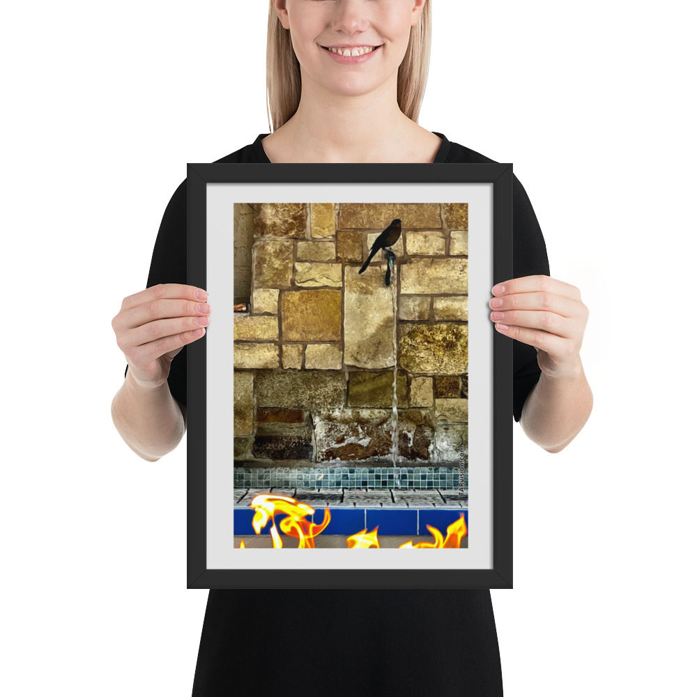 12 x 16 - Black Bird Over the Fire Pit