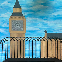 éléments scénographiques : fond de scène, tableaux...