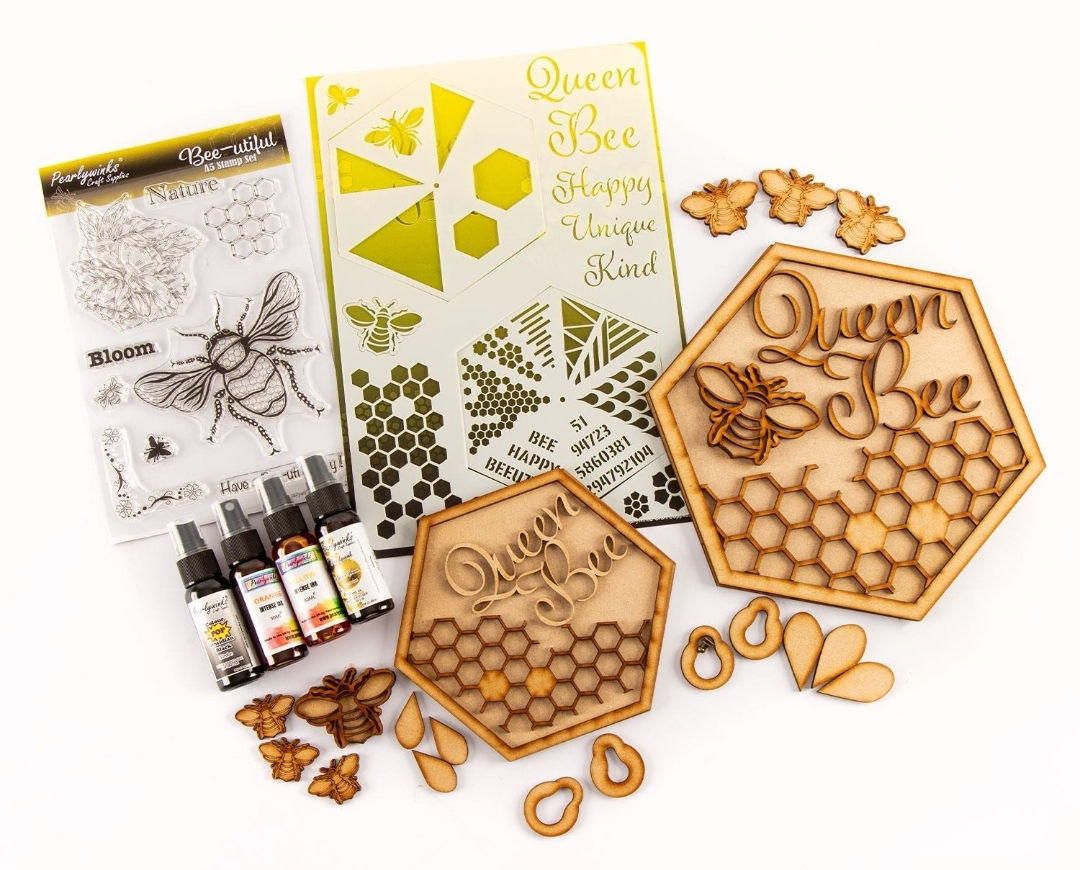 Pearlywinks Bee Collection - Stencil, Stamp, MDF & Intense Inks
