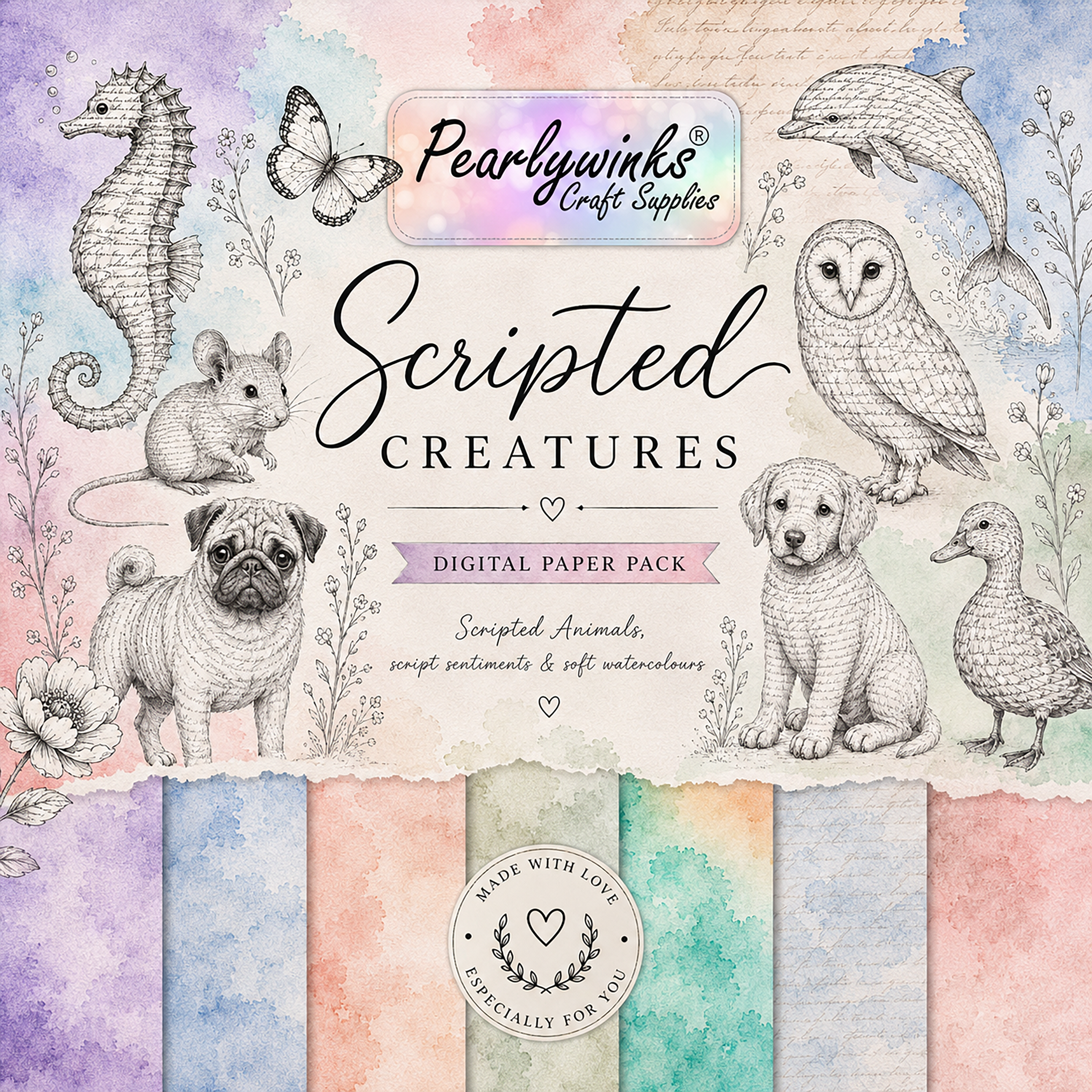 Scripted Creatures – Digital Paper Pack