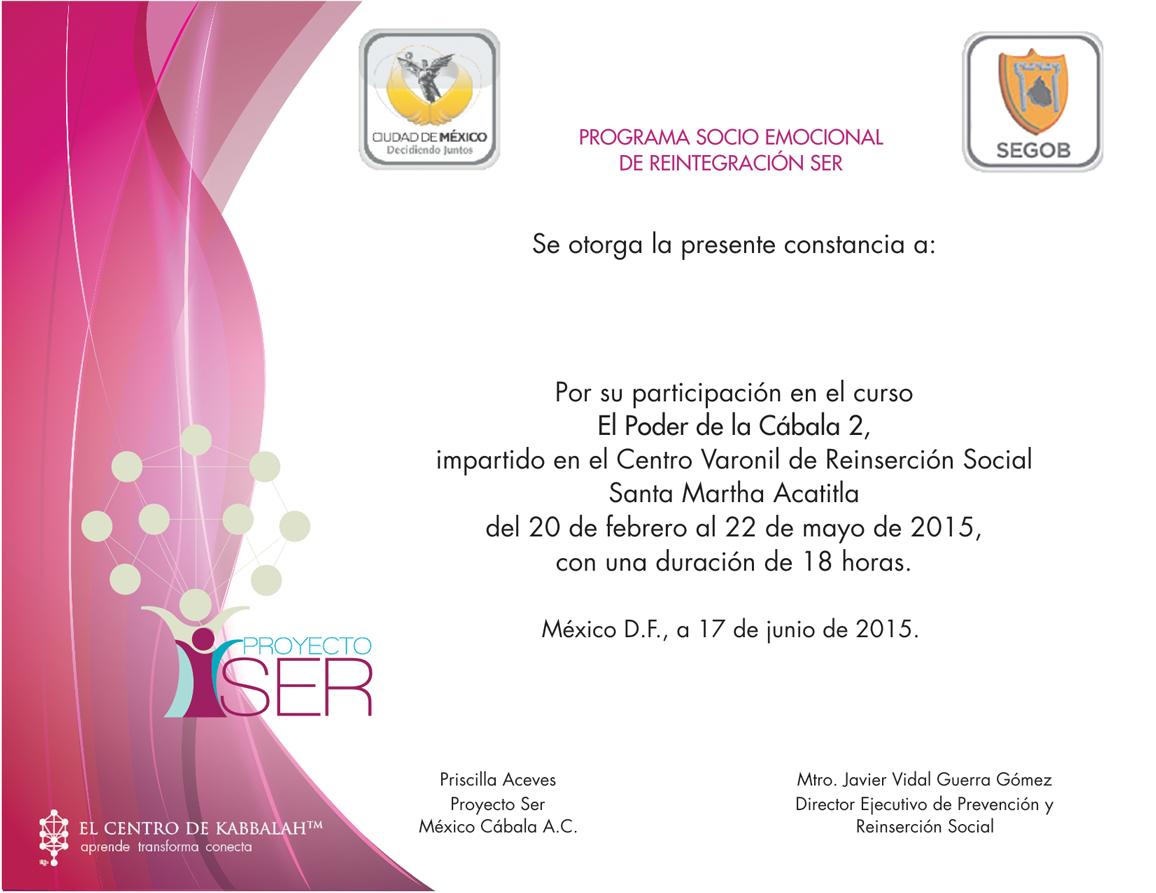 Constancia Proyecto SER Junio 2015