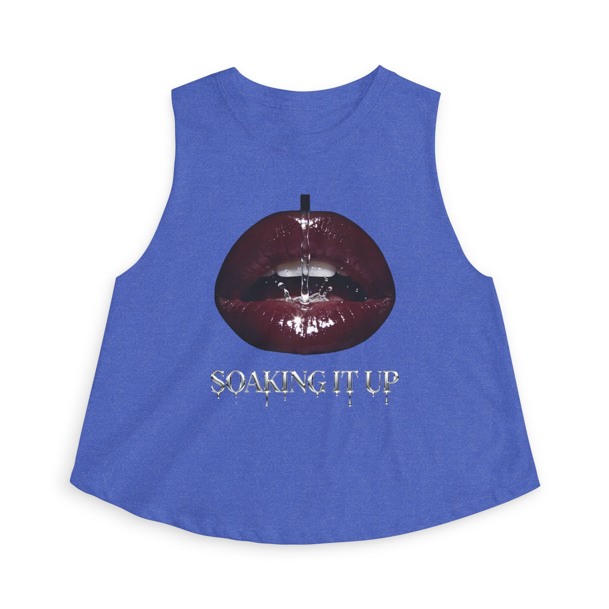 Glossy Red Lip Graphic "Soaking It Up" Tank for Trendy & Festival Style