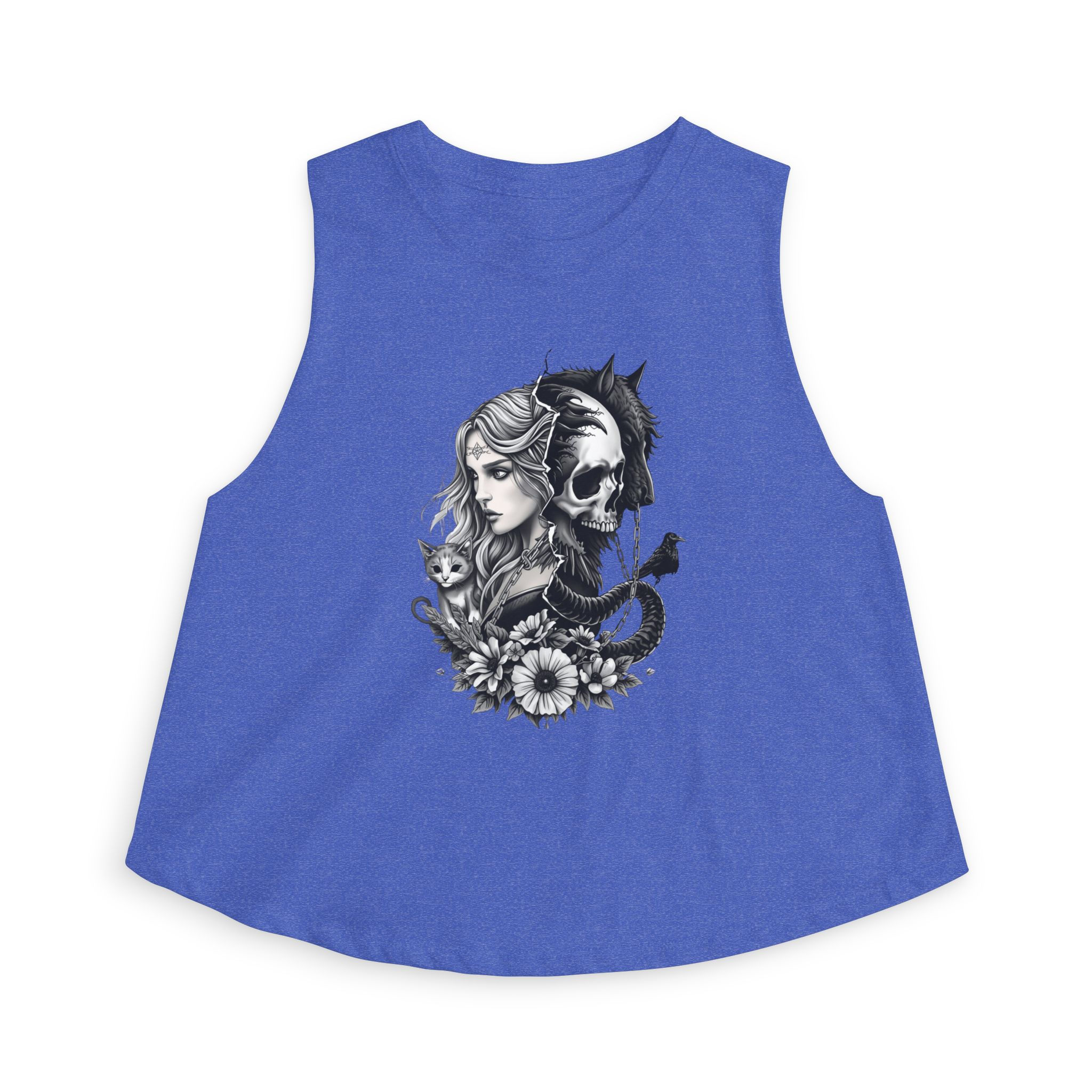 Skull & Siren Crop Top — Gothic Floral Illustration Tank